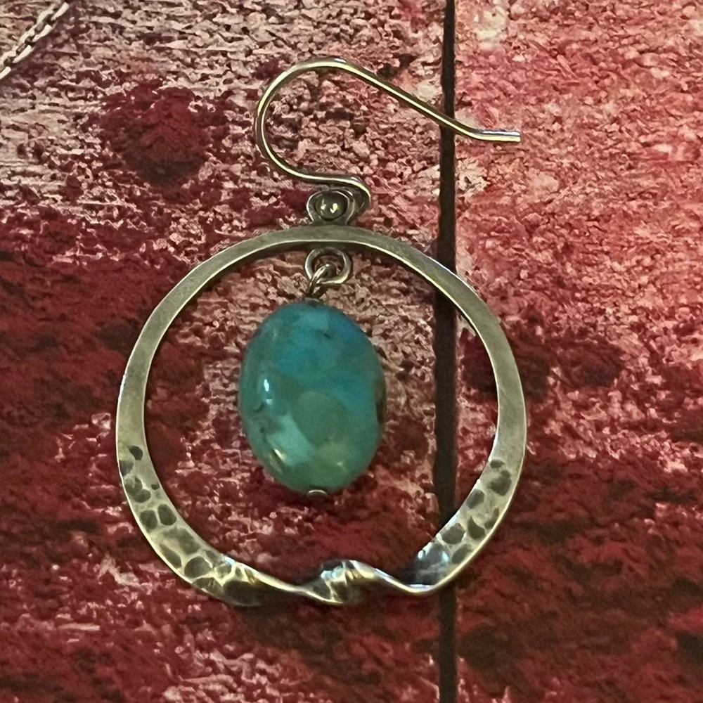 Silpada SINGLE EARRING ONLY  Sterling Silver with Dangling Turquoise Bead.